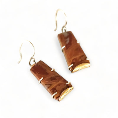 Gold-tip Silver-wrapped Gemstone Earrings