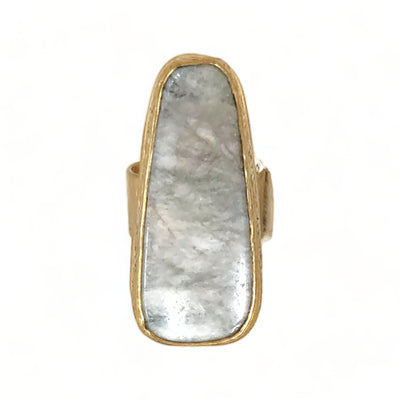 Gray Agate Bezeled Upcycled Statement Ring