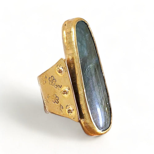 Lovely Labradorite Riveted Upcycled Statement Ring