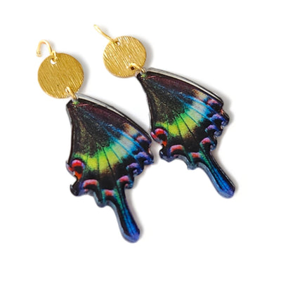 Fly Acrylic & Brass Earrings
