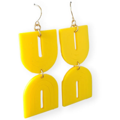 Cannes Acrylic Earrings - Double Bow Yellow