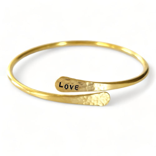 LOVE Brass bangle - stamped