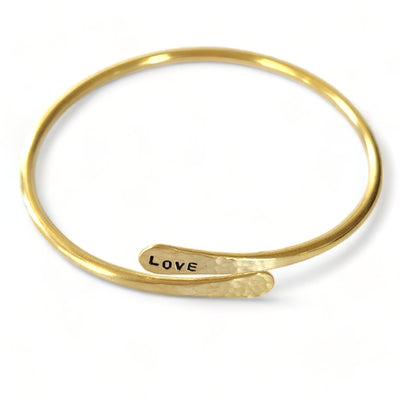 LOVE Brass bangle - stamped