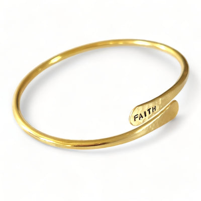 FAITH Brass bangle - stamped
