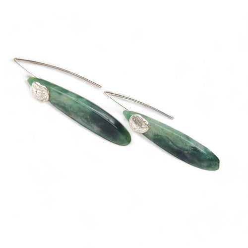 Small Moss Agate and Sterling Earrings