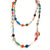 Fiesta 3 Handmade Beaded Long Necklace (Multicolor with Gold Seed Beads)