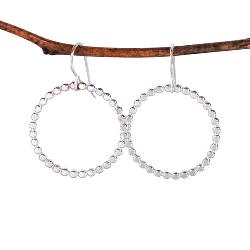 Large Beaded Circle Earrings - sterling