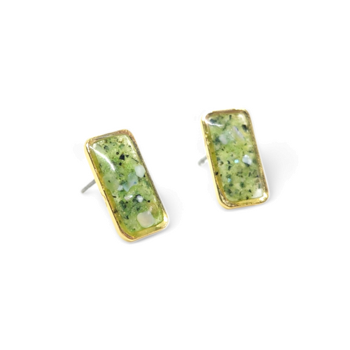 Simple Rectangles Brass and Resin Stud Earrings