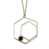 Geometric Sterling Rose Necklace with Ruby