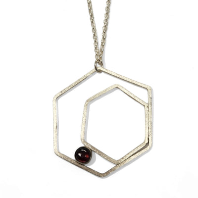 Geometric Sterling Rose Necklace with Ruby