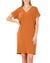 Almond Rolled Sleeve V-Neck Dress