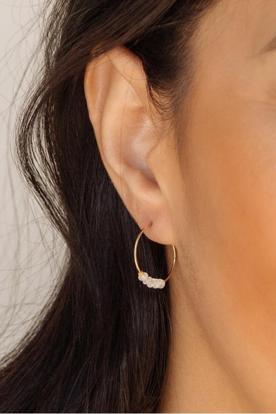 Sisterhood Gold-Filled Hoop Earrings - Moonstone