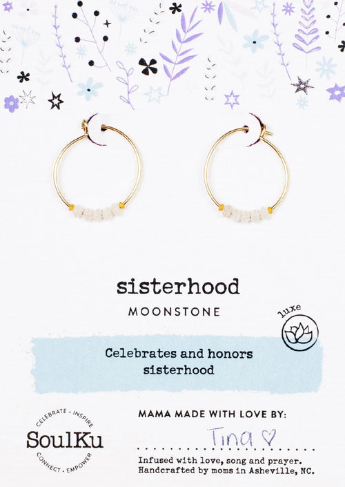 Sisterhood Gold-Filled Hoop Earrings - Moonstone