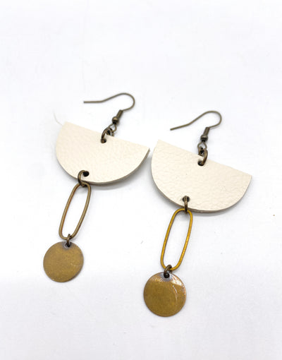 Leather and Brass modern Earrings
