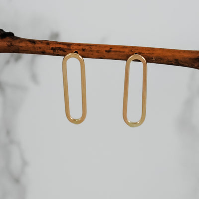 Medium Paperclip Stud Earrings - gold-filled