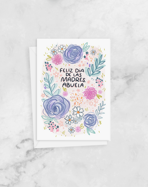 Greeting Card - Mother's Day - Abuela - Spanish Grand Mother Floral- Peach or Plum
