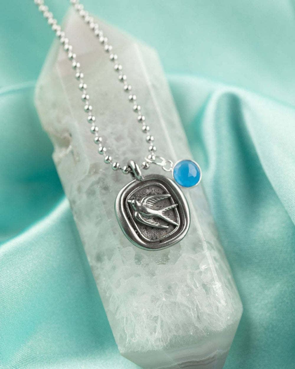 Charm Necklace Blue Chalcedony Soar