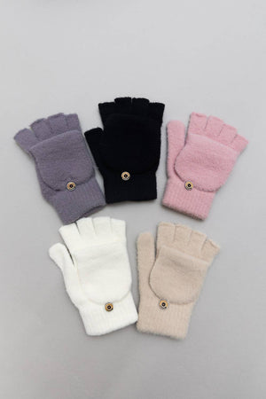 Knit Convertible Fingerless Gloves with Mitten Flap
