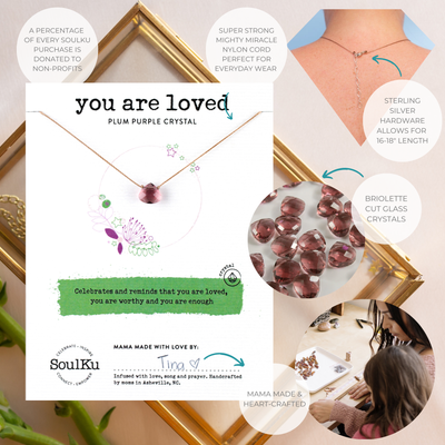 You Are Loved Necklace - Purple Crystal