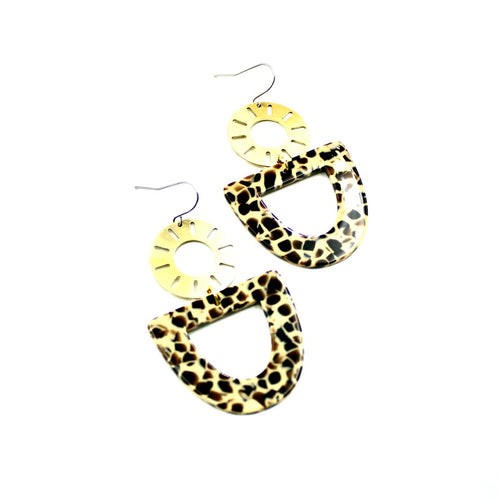 Abstract Brown Spotted Earrings