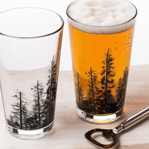 Black Lantern - Pine Tree Forest Pint Glasses