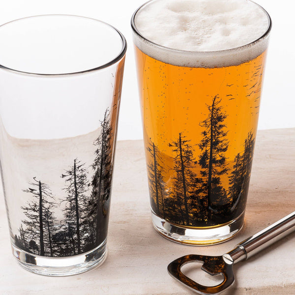 Black Lantern - Pine Tree Forest Pint Glasses