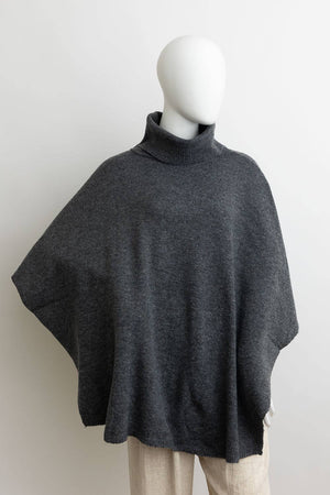 Grey Eco Friendly Turtleneck Poncho