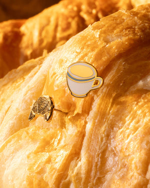Yellow Owl Workshop - Croissant & Coffee Earrings | Mismatched Gold Studs