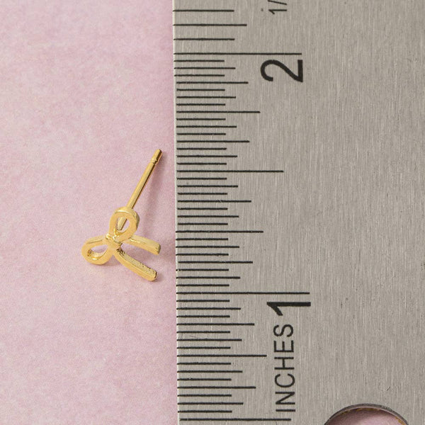 Fame Accessories - 18K Gold Dipped Polished Bow Stud Earrings