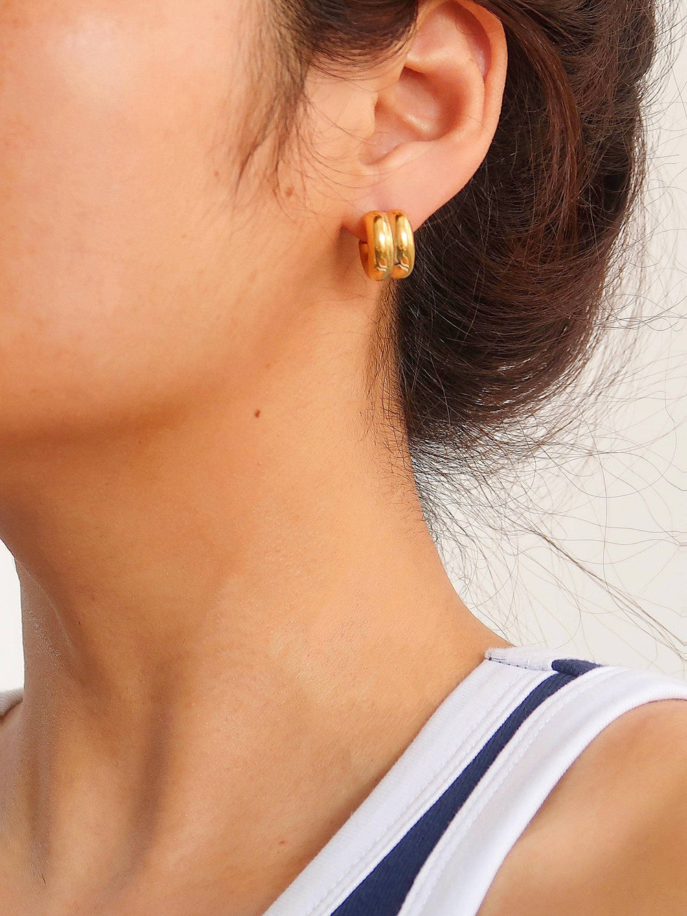Gold Emma Non-Tarnish Double C-Hoop Earring