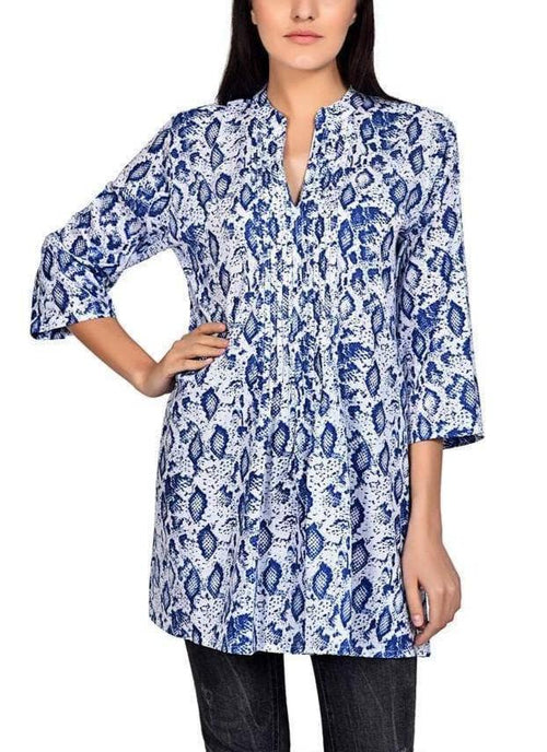 Bohemian Print Tunic - bold blue