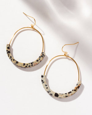 Dalmatian Jasper Stone Arc Earrings