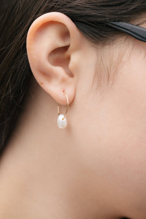 Pearl Gold Hoop Earrings for Goddess