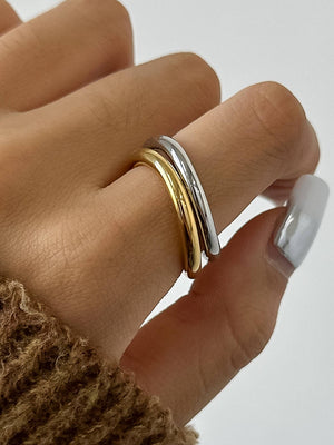 Andrée Non-Tarnish Double Two Tone Ring