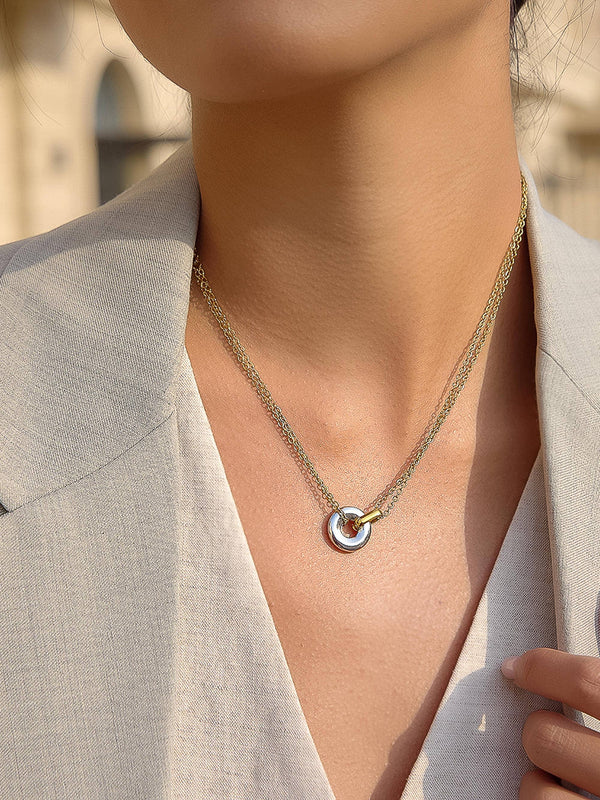 Flânerie by MAIQ - Brixton 18K Gold Non-Tarnish Two Tone Circle Necklace