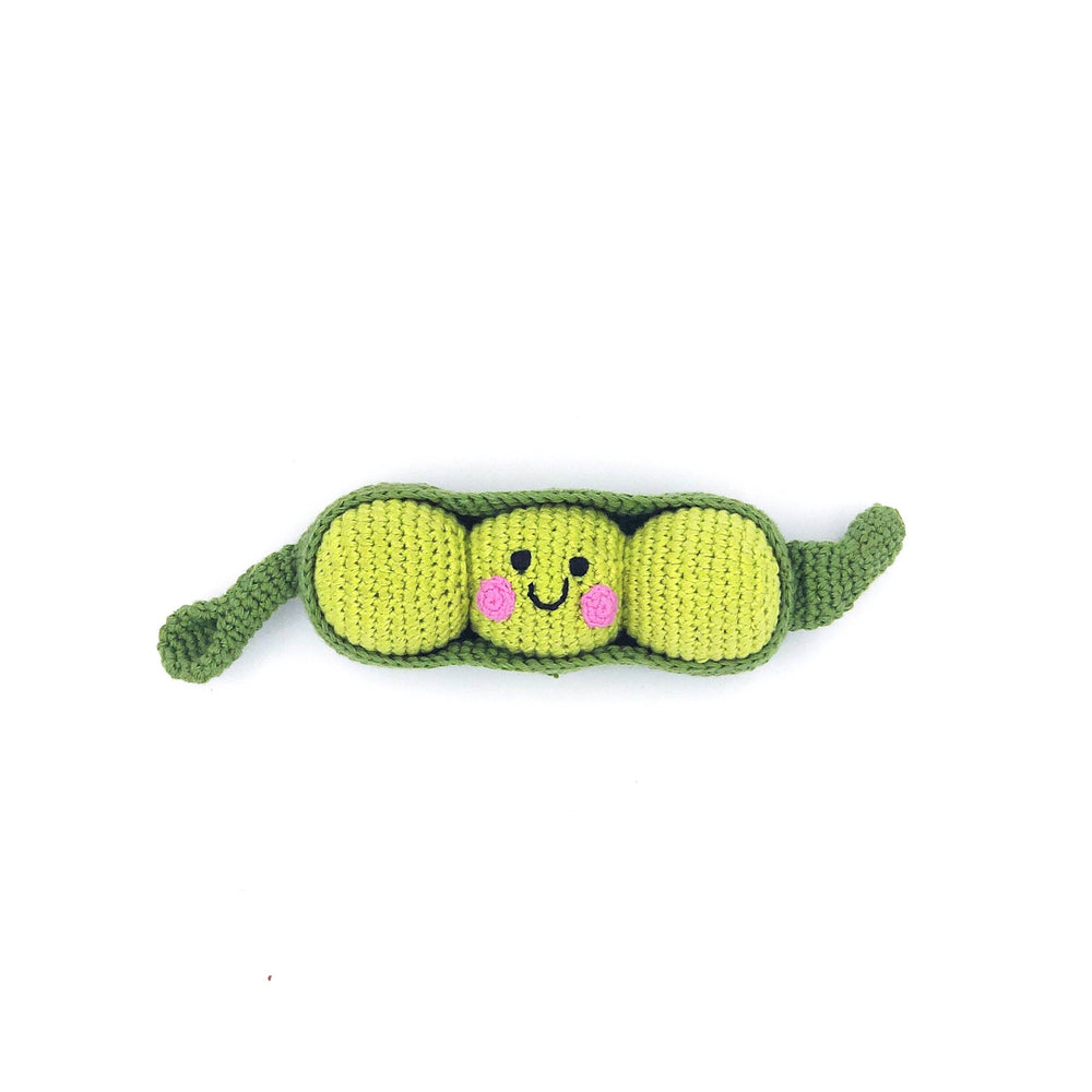 Green Peapod Crochet Rattle