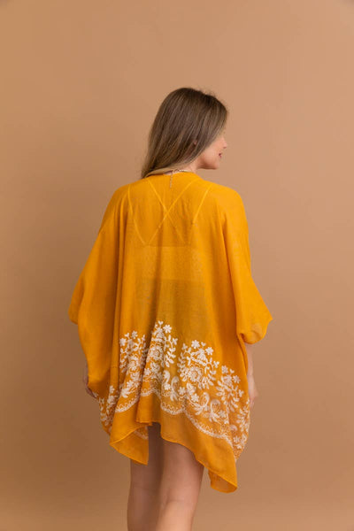 Boho Chic Floral Embroidered Kimono | Stitch Detail 🌼