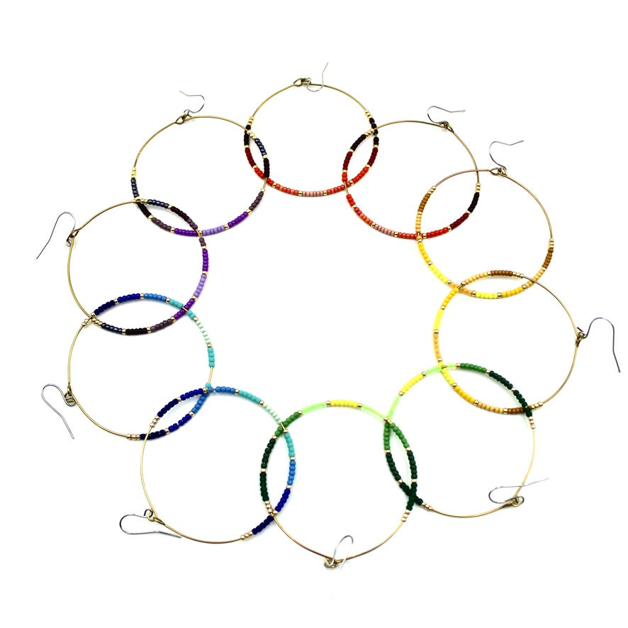 Ombré Hoop Earrings - Woven Seed Beads