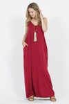 42POPS - ,.. V-NECK CAMI MAXI DRESS /w adjustable strap: L / LT GREY