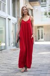 42POPS - ,,,,,...42POPS Maxi Dress w/ adjustable strap & pockets: XL / DEEPCORAL-75938