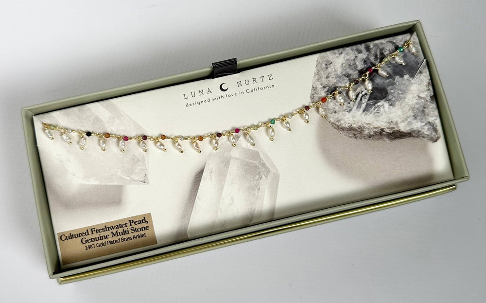 Go Barefoot Anklet - Genuine Multistone & Pearl