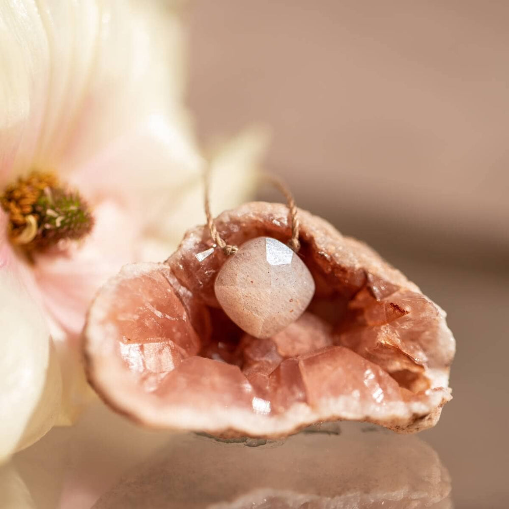 Mystic Peach Moonstone Necklace for Congrats