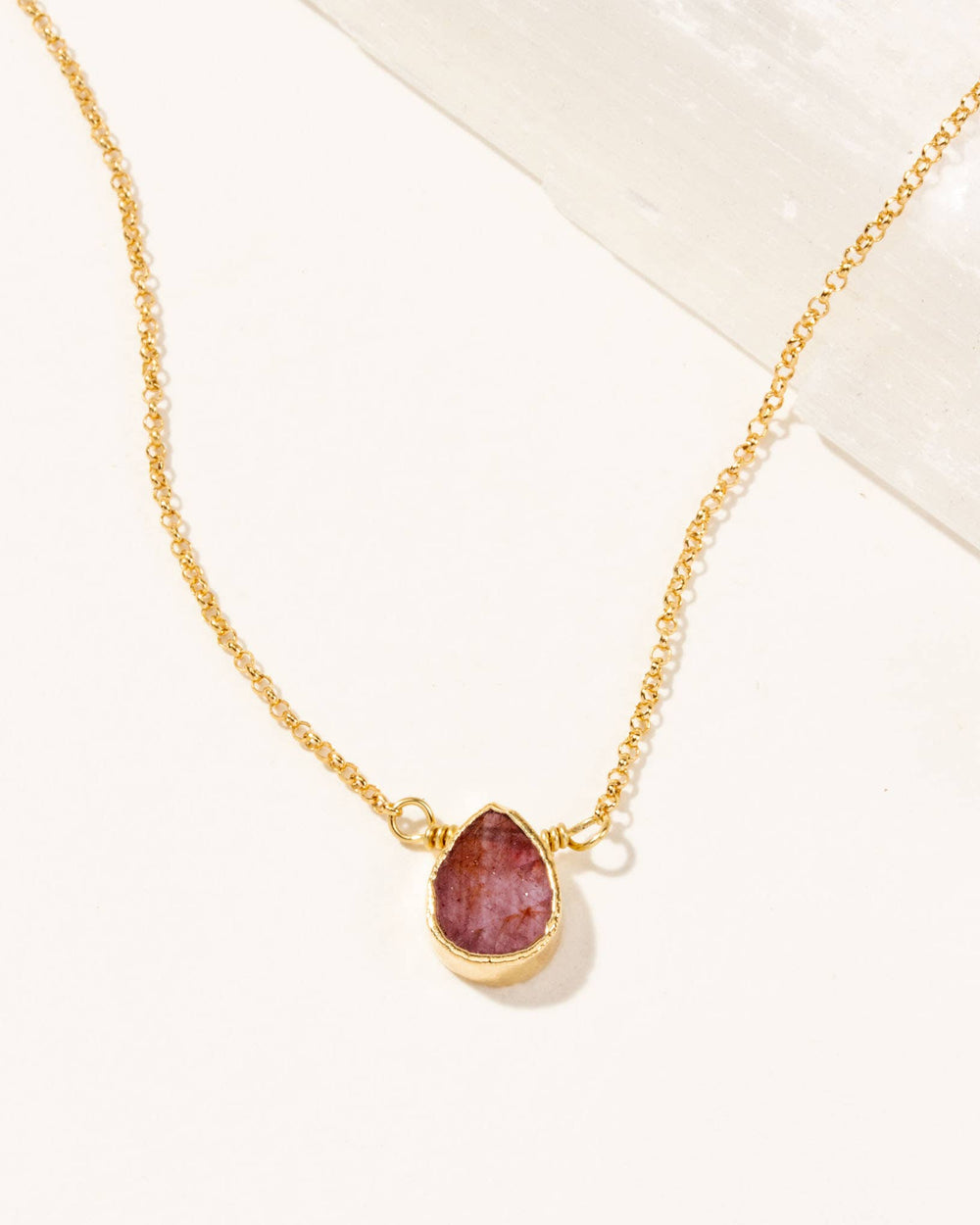 Gold Delicate Ruby Gemstone Necklace