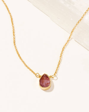 Gold Delicate Ruby Gemstone Necklace