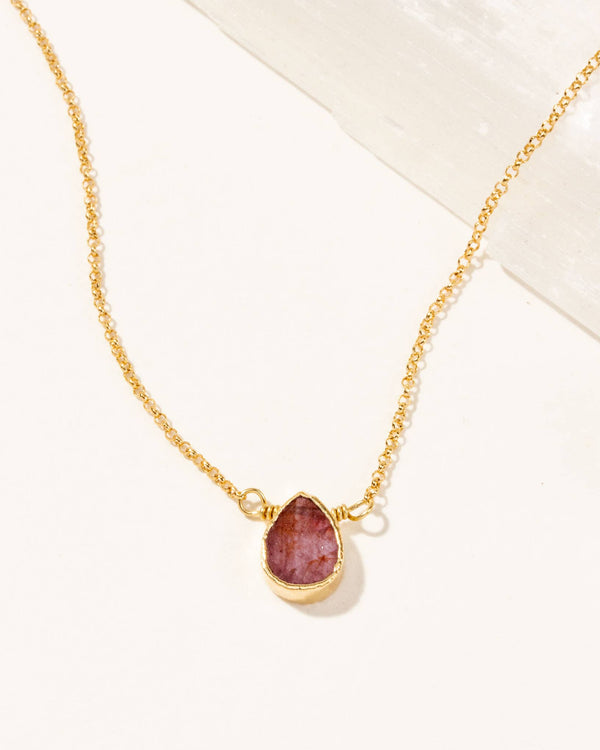 Gold Delicate Ruby Gemstone Necklace