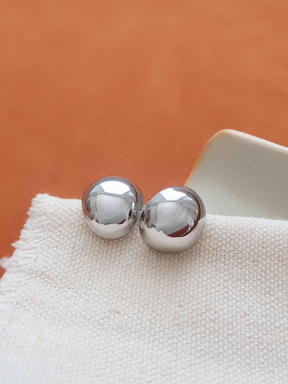 Helene Silver Non-Tarnish Small Dome Earrings