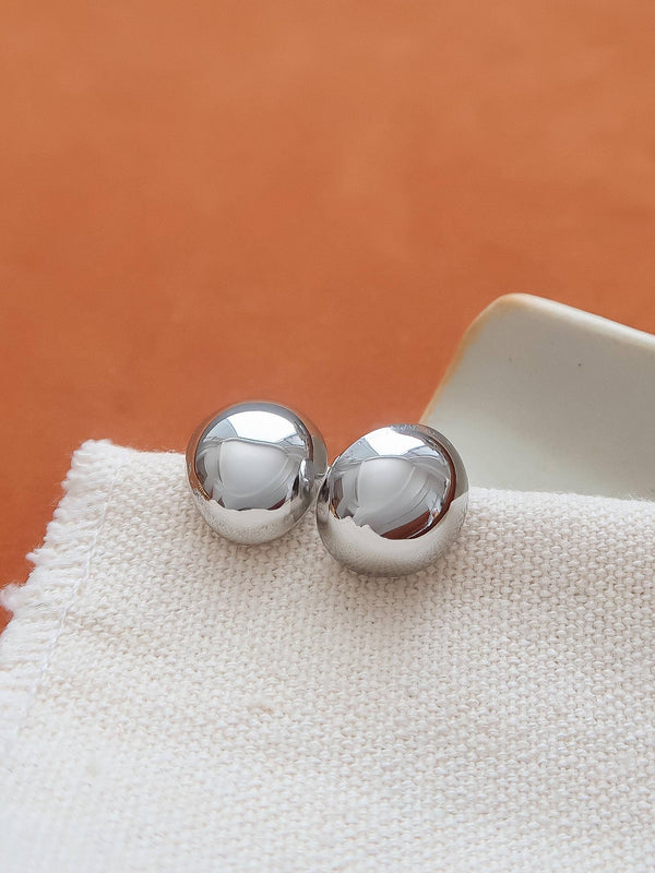 Helene Silver Non-Tarnish Small Dome Earrings