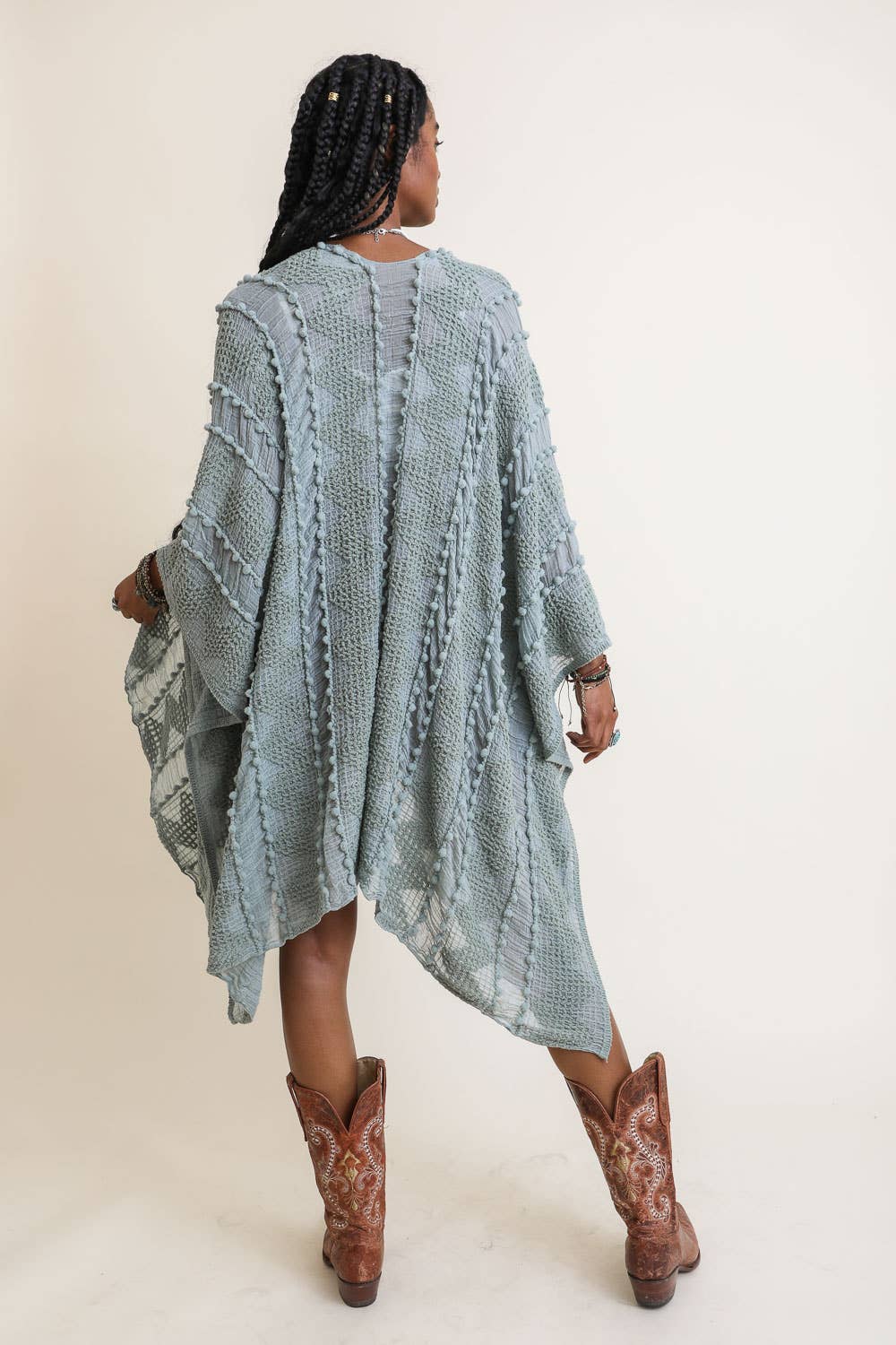 Embroidered Zig Zag Soft Kimono