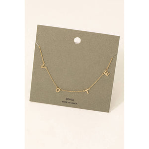 Fame Accessories - Dainty Vote Initial Charm Necklace