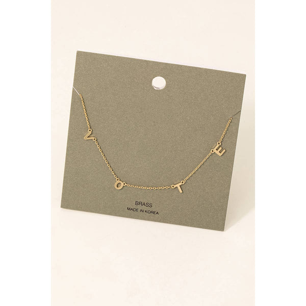 Fame Accessories - Dainty Vote Initial Charm Necklace